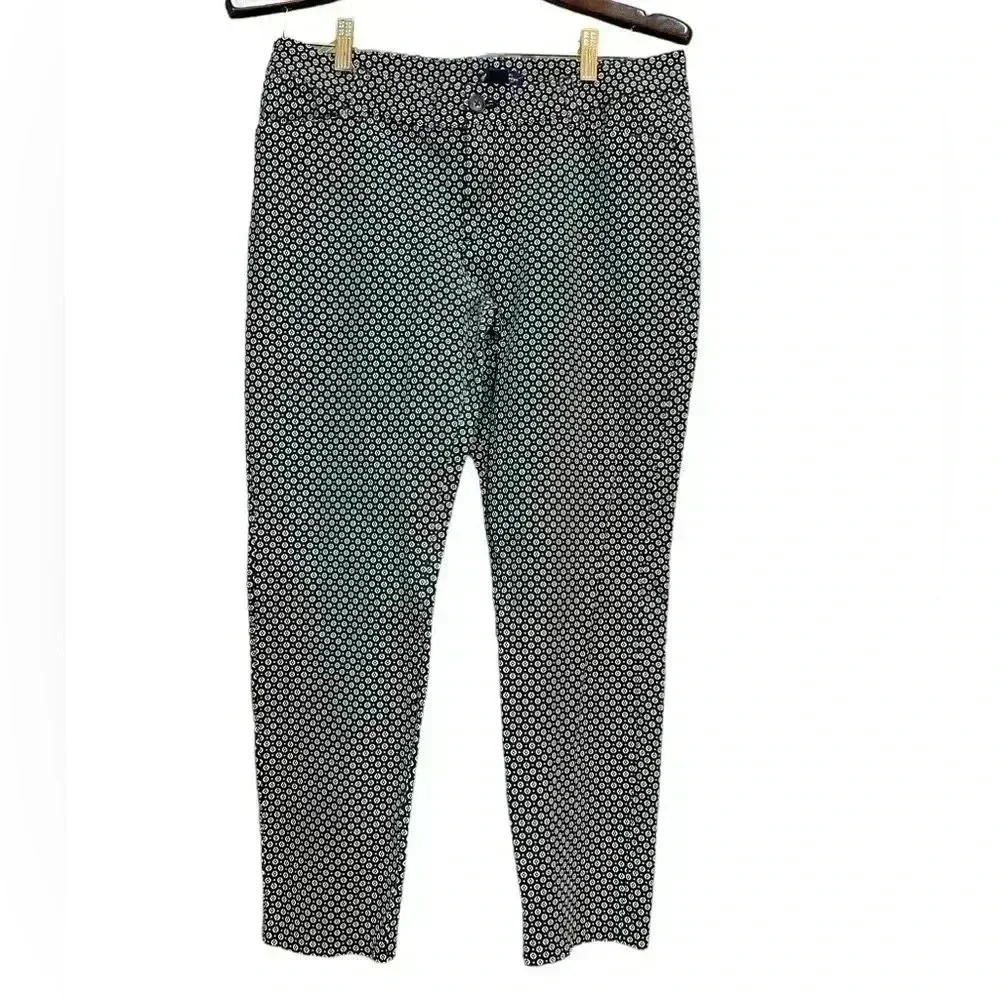 Gap Women's Slim Cropped Pants Black /White Color Stretch Size 14R